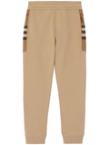 Burberry Check Panel Jogging Pants Camel Brown