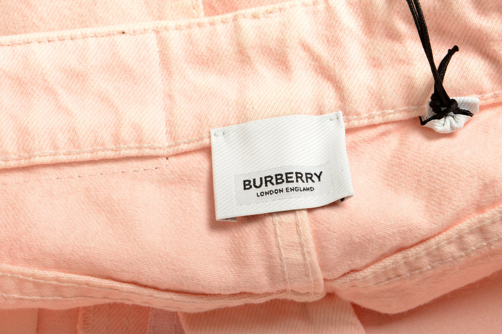Burberry Women's "Bromlea" Relaxed Pale Pink Denim Bermuda Shorts US 2 IT 38