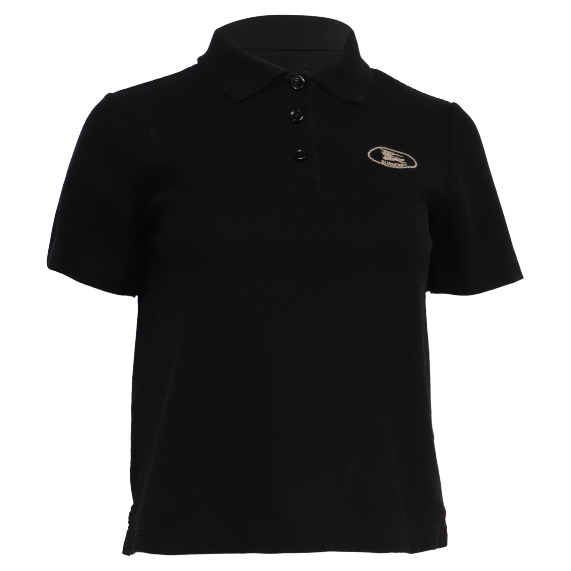 Burberry Logo-Embroidered Polo Shirt in Black Cotton